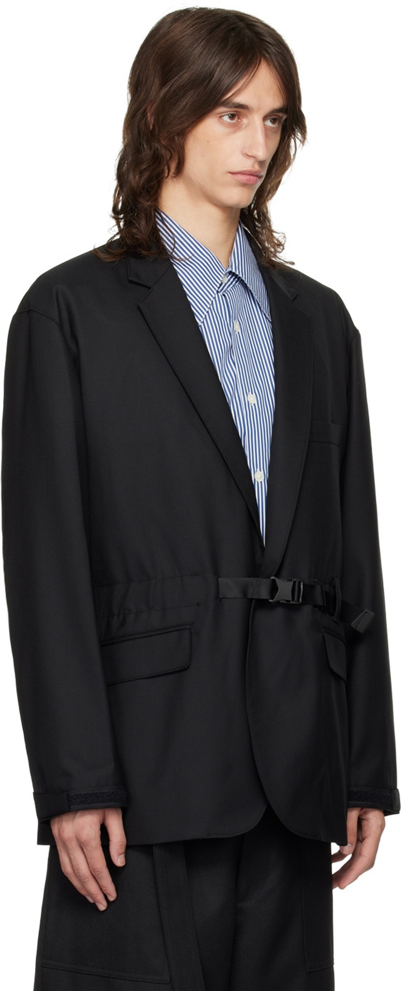 Comme des Garçons Homme Black Belted Blazer outlook