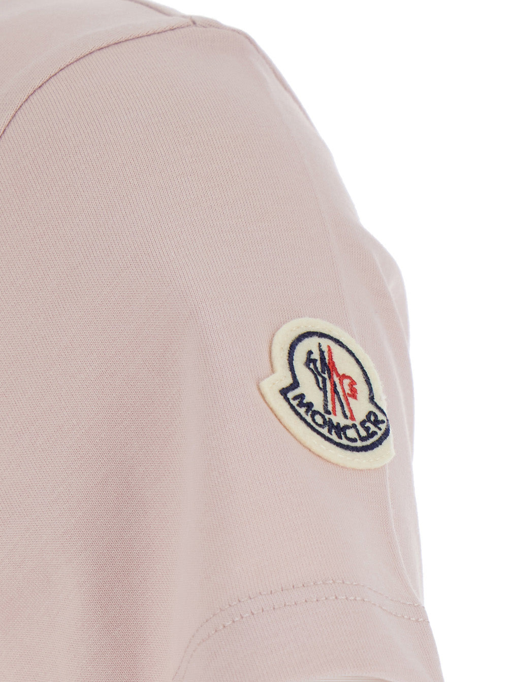 Moncler Women Pink T-Shirt With Embroidered Logo On The Front And Logo Patch On The Sleeve In Cotton - 3