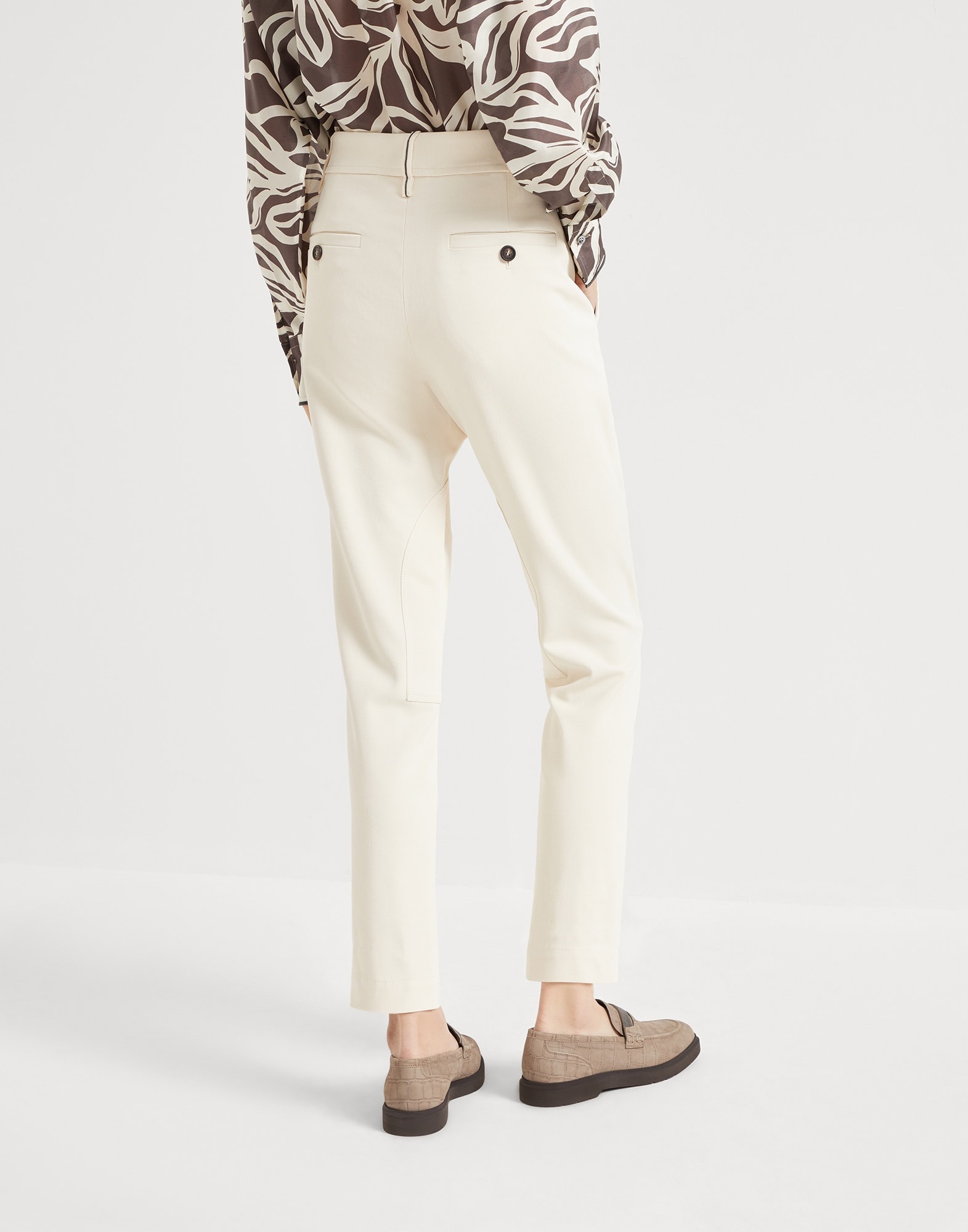 Viscose and wool stretch twill equestrian trousers with monili - 2