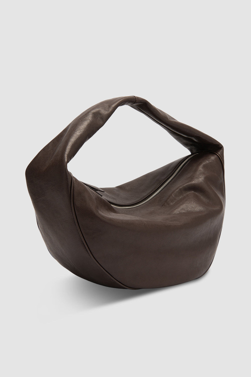 BY FAR Maxi Cush Ristretto Washed Leather Shoulder Bag outlook