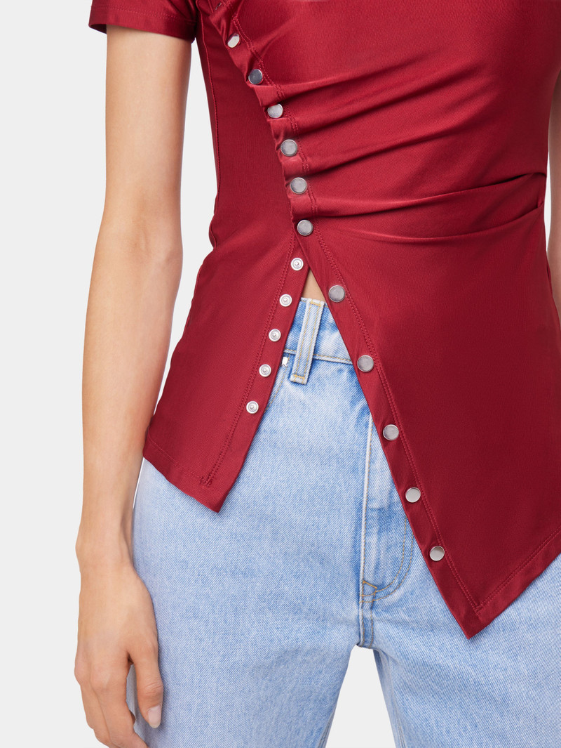 RED SHORT-SLEEVE DRAPED TOP IN JERSEY 3
