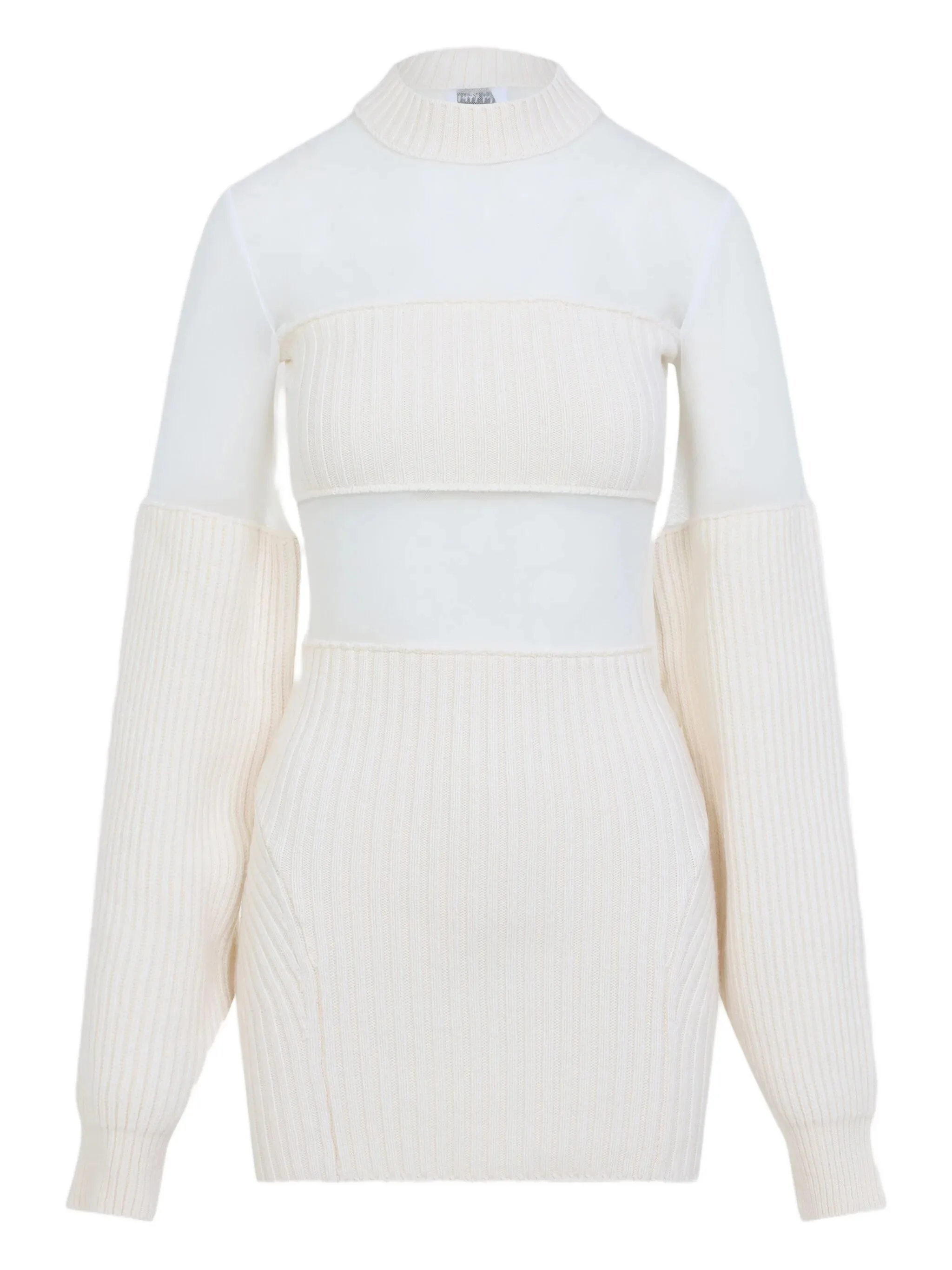 wool short with mesh details dress - 1