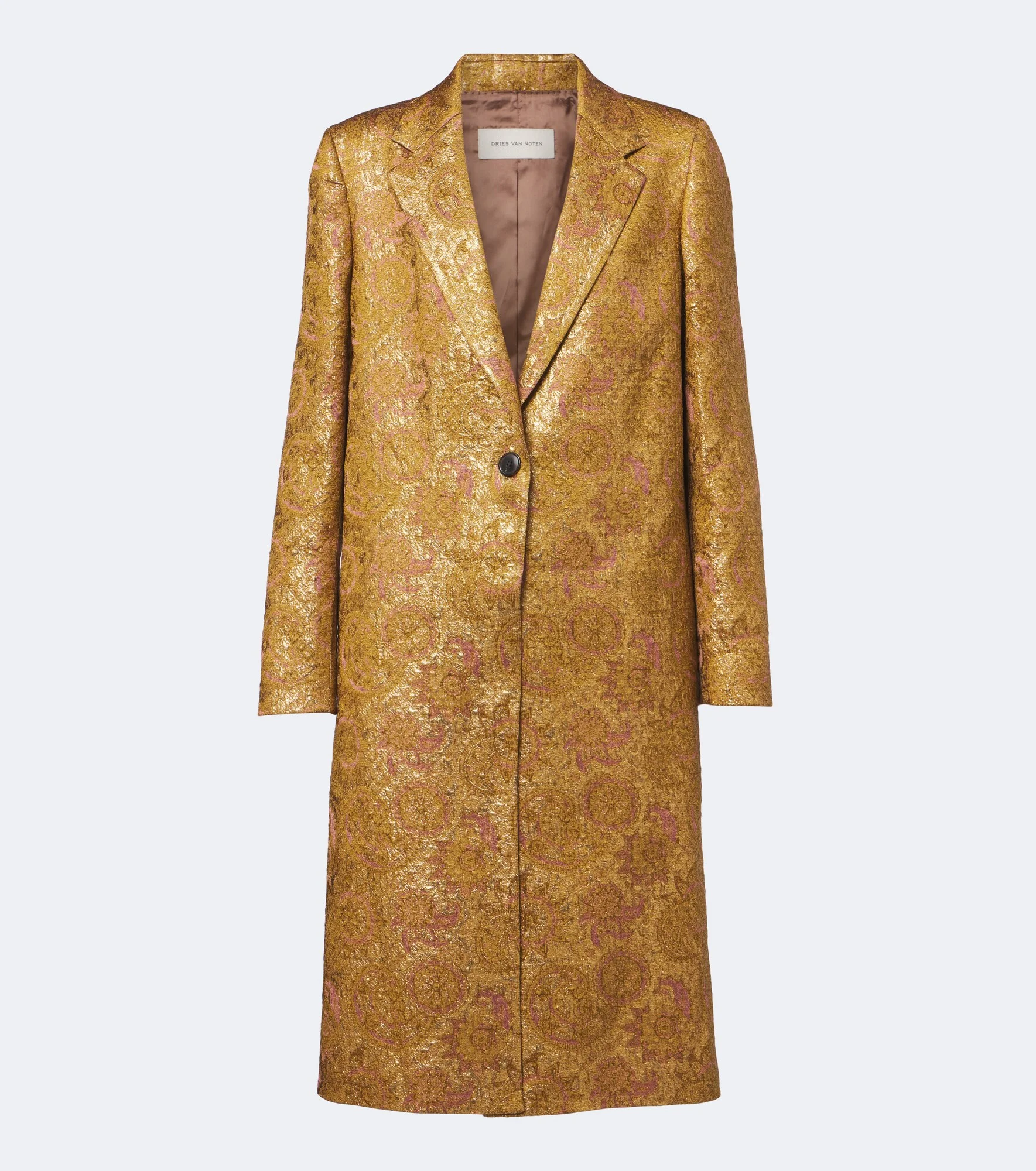 Jacquard linen, cotton, and silk-blend coat - 1