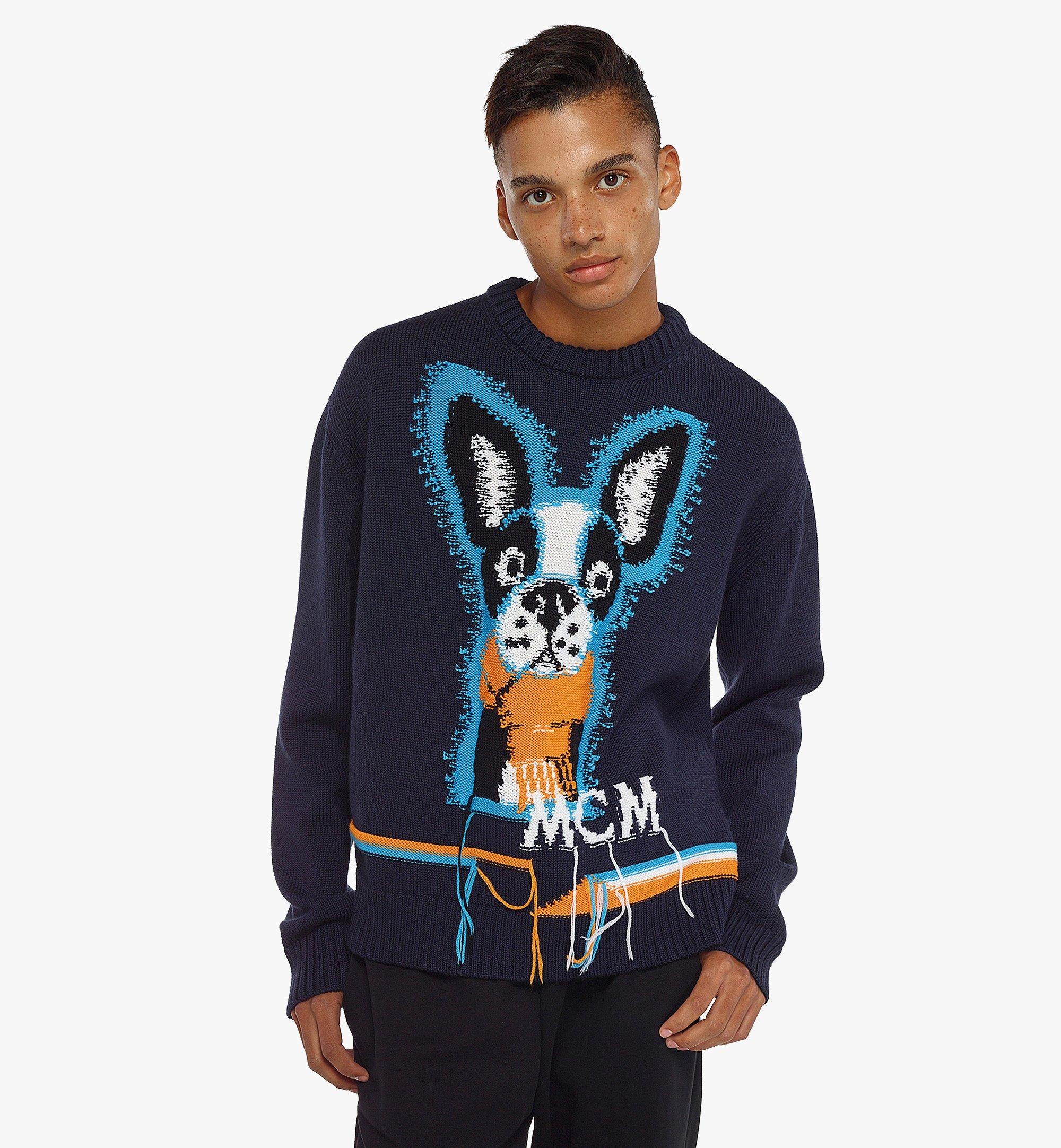 Men’s Intarsia M Pup Sweater in Wool - 2