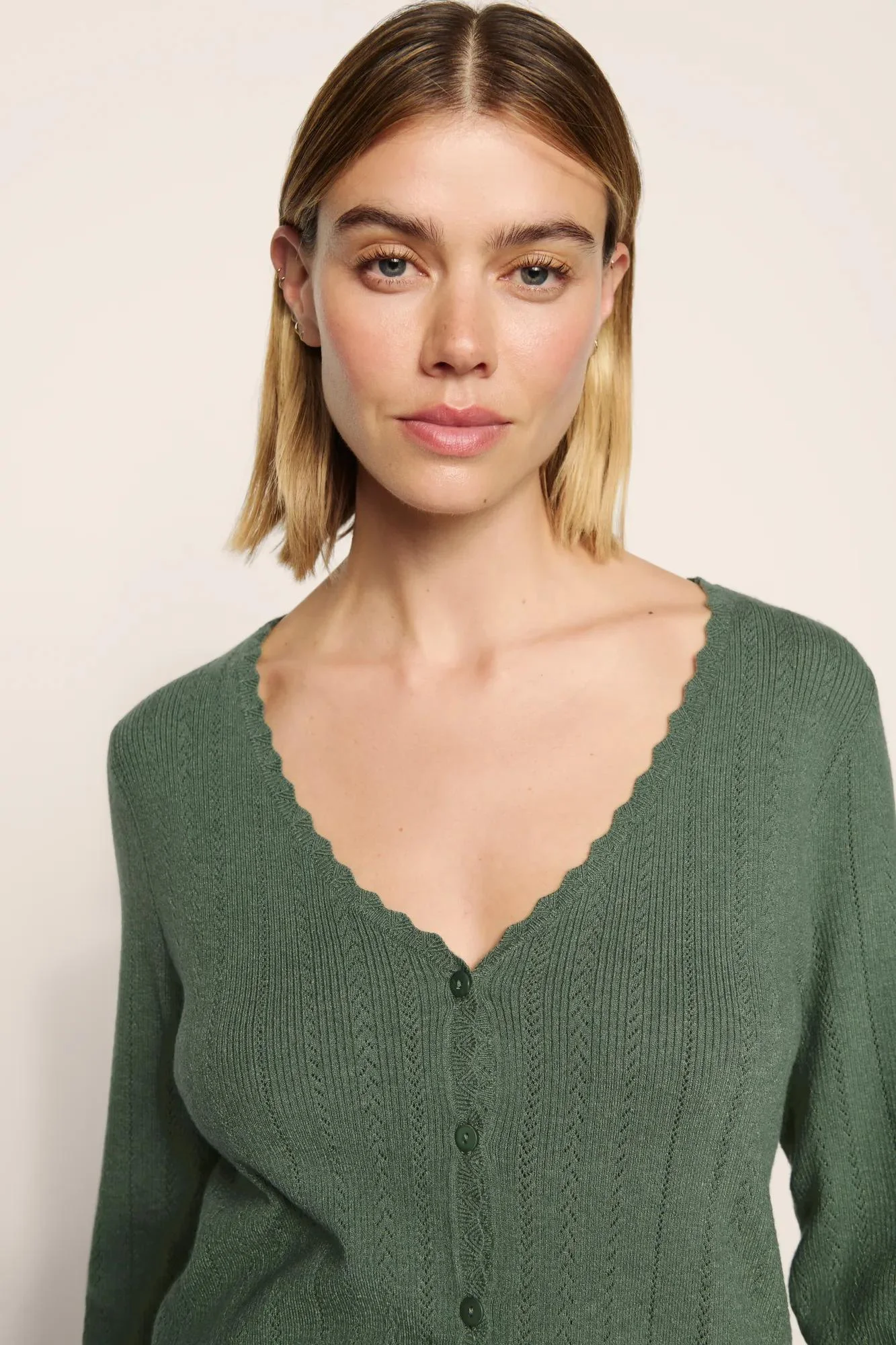 Pointelle Sweater Cardigan - 1