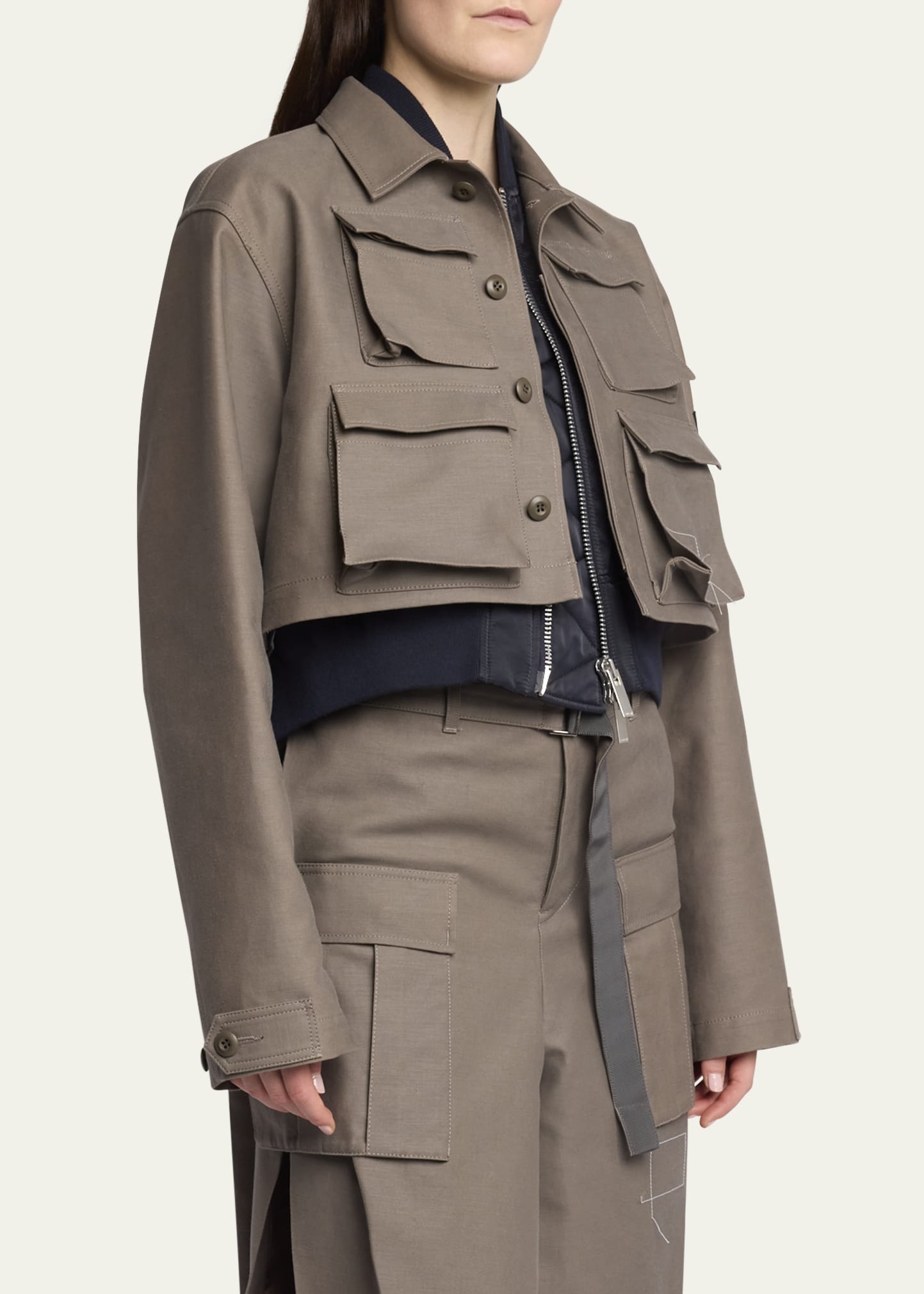 Hybrid Cargo Nylon Cropped Jacket - 4