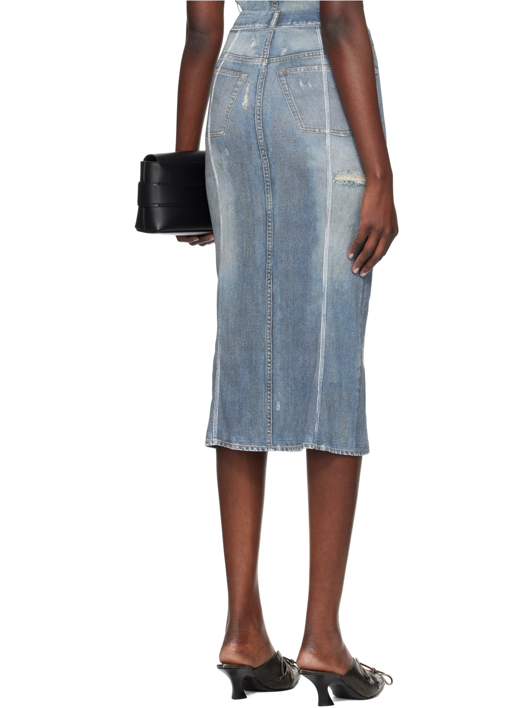 Blue Rib Midi Skirt - 3