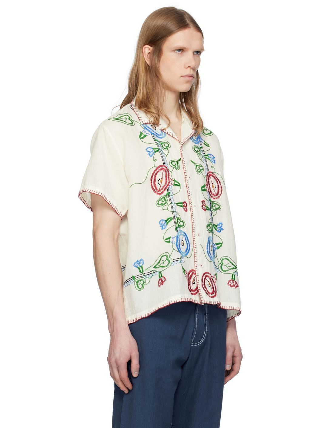 White Embroidered Linen Shirt - 2
