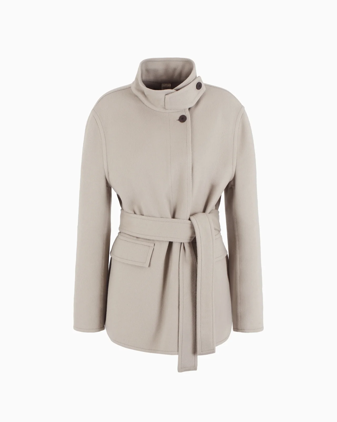 Single-breasted cashmere double cloth pea coat - 1