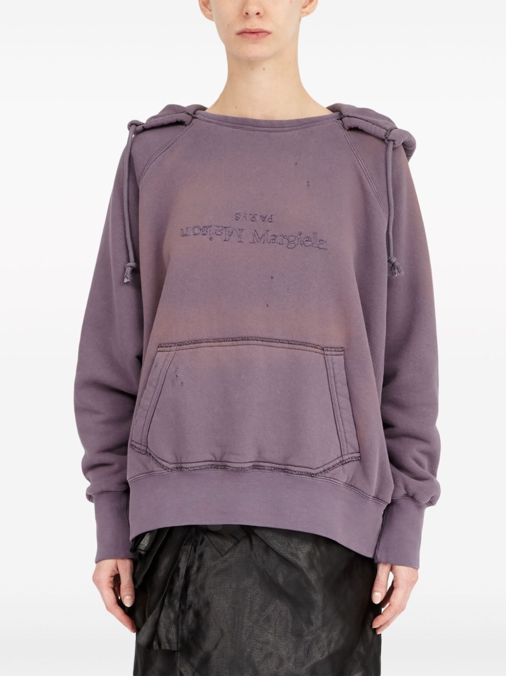 reverse-logo cotton hoodie - 2