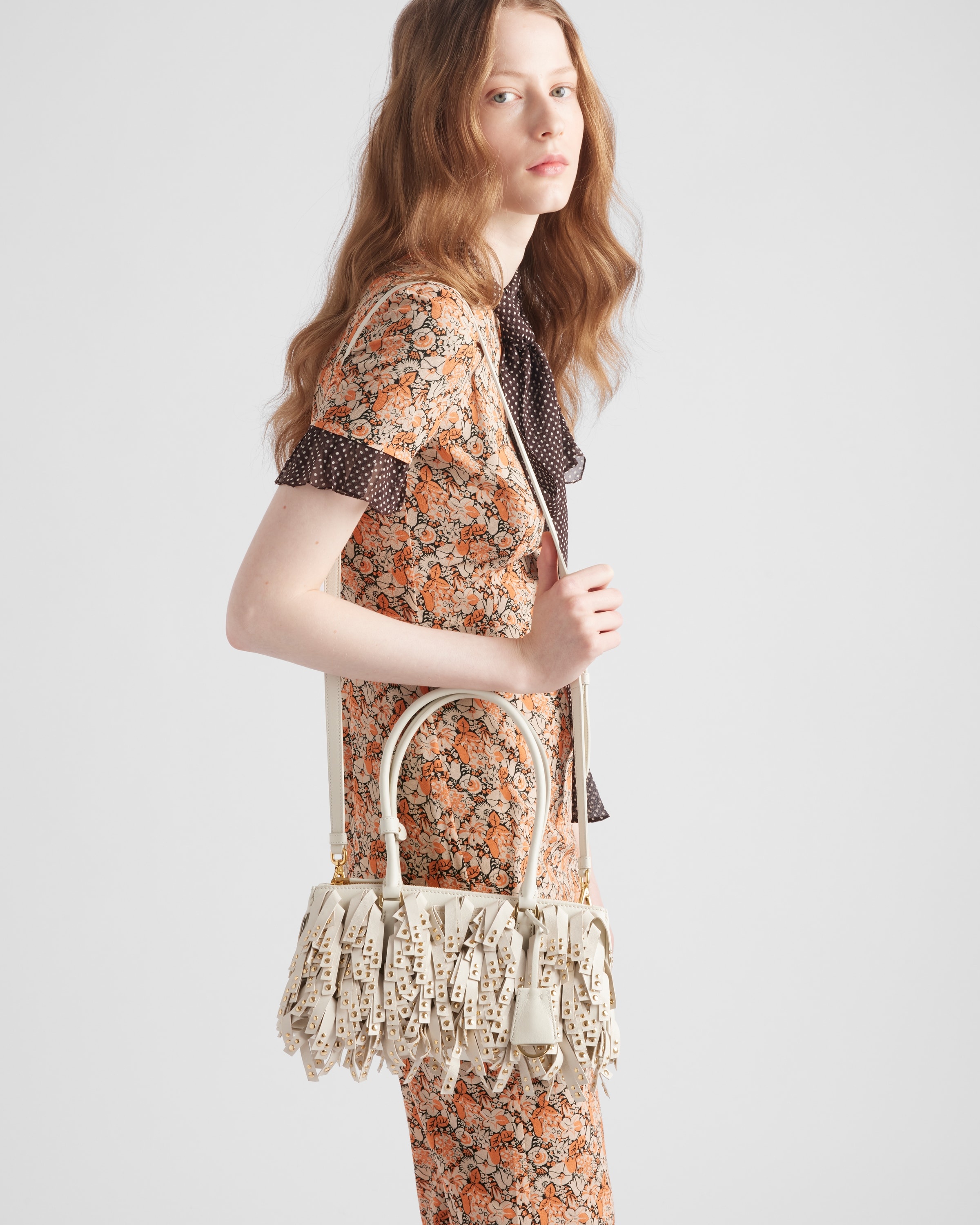 Prada Galleria medium nappa leather bag with fringe and studs - 7