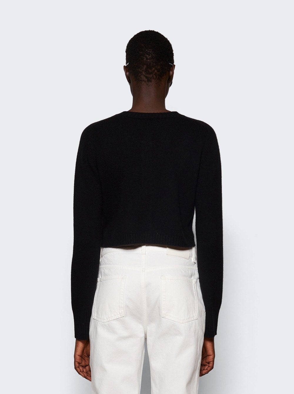 Zephir Cashmere Cropped Cardigan Black - 5