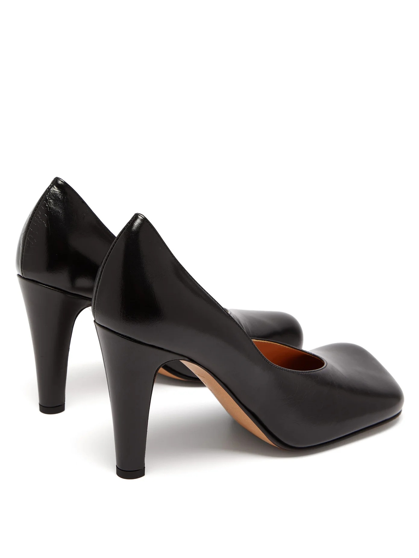 Square-toe leather pumps - 5