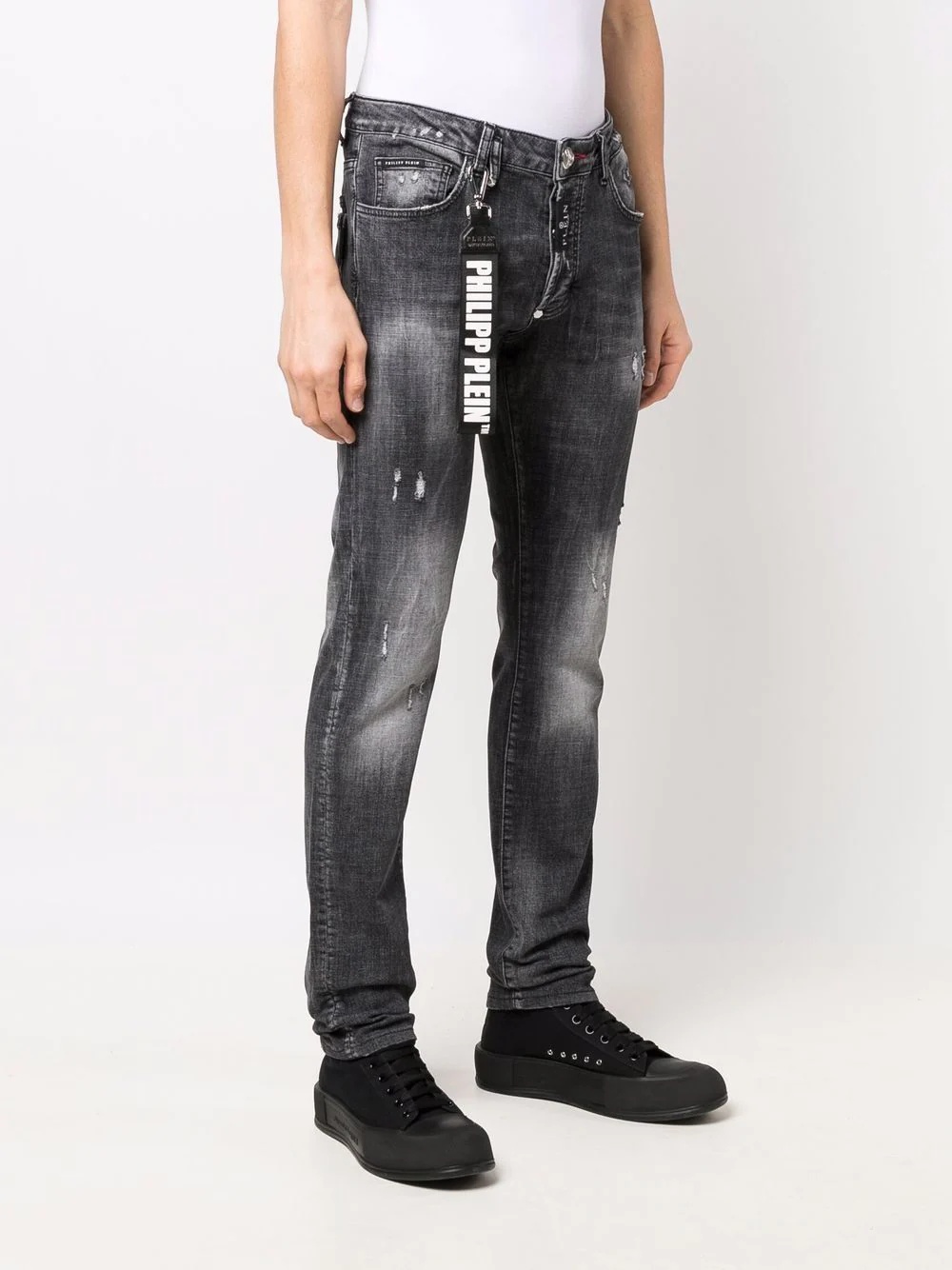 distressed slim-fit jeans - 3