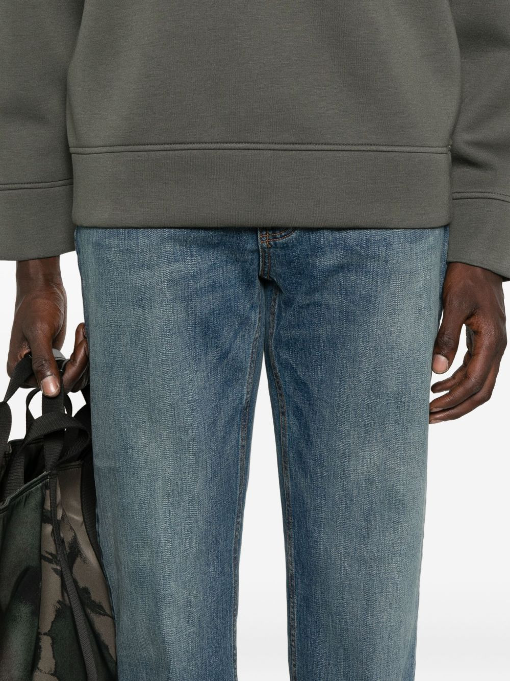 cotton-ble3nd denim jeans - 5