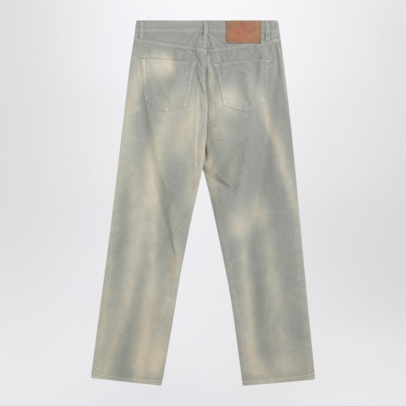 Prada Light Blue Corduroy Trousers With Washed Effect Men - 2