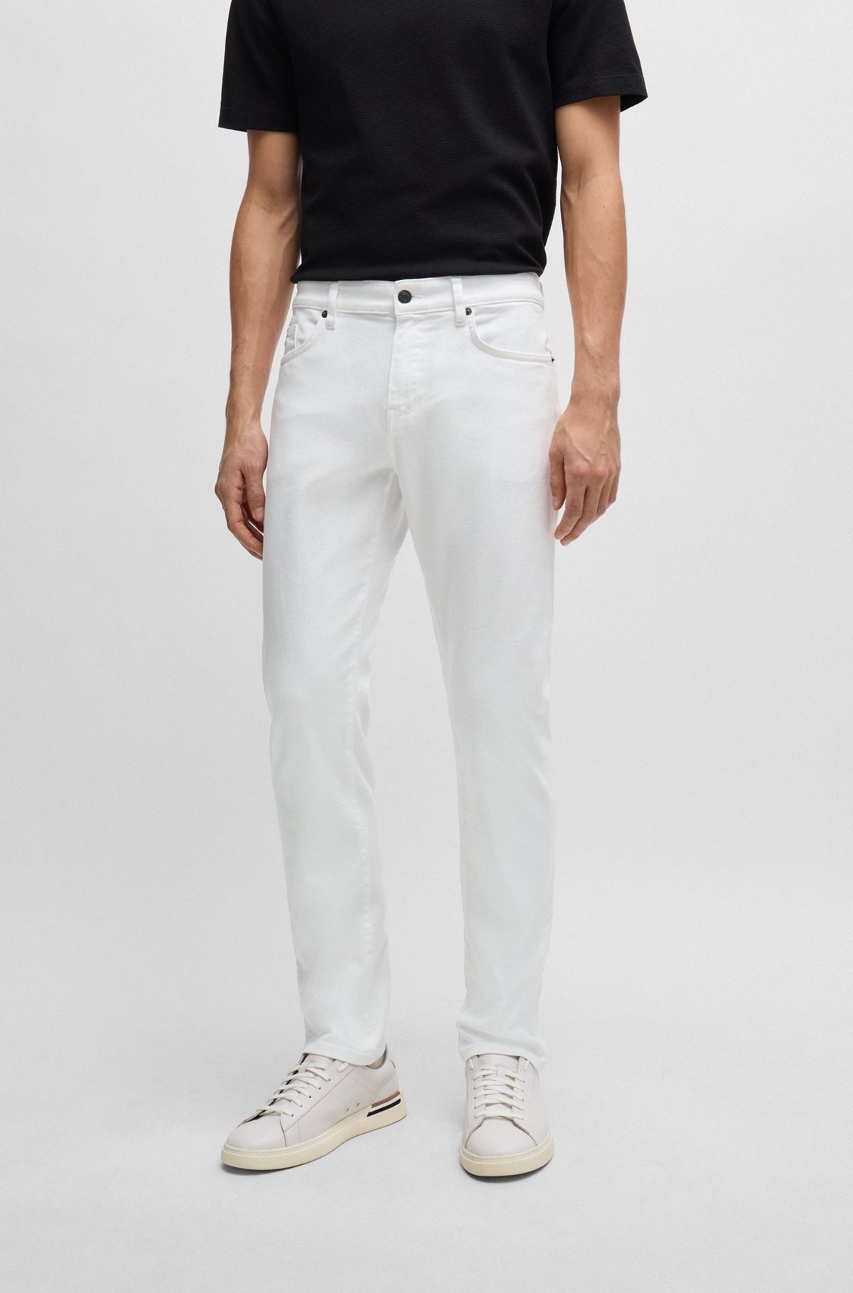 SLIM-FIT JEANS IN WHITE CASHMERE-TOUCH DENIM - 2