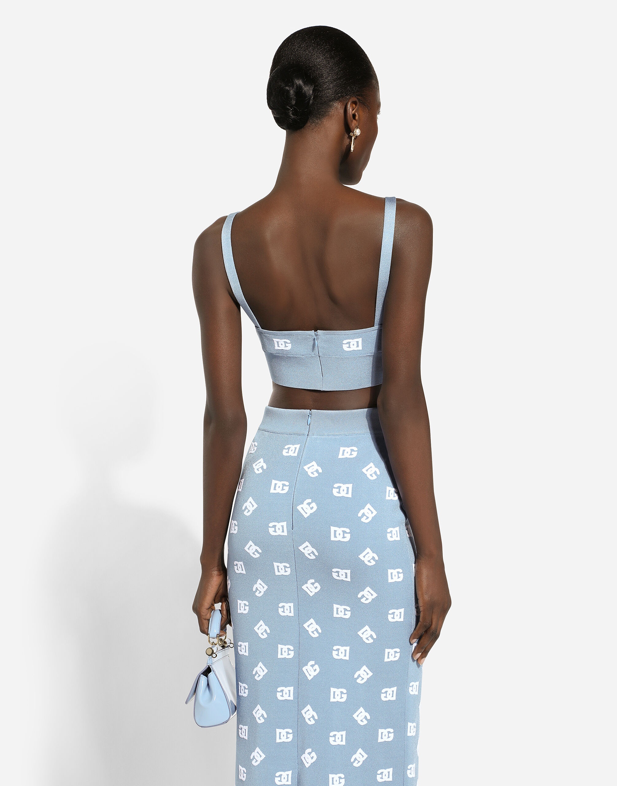 Viscose bralette top with jacquard DG logo - 5