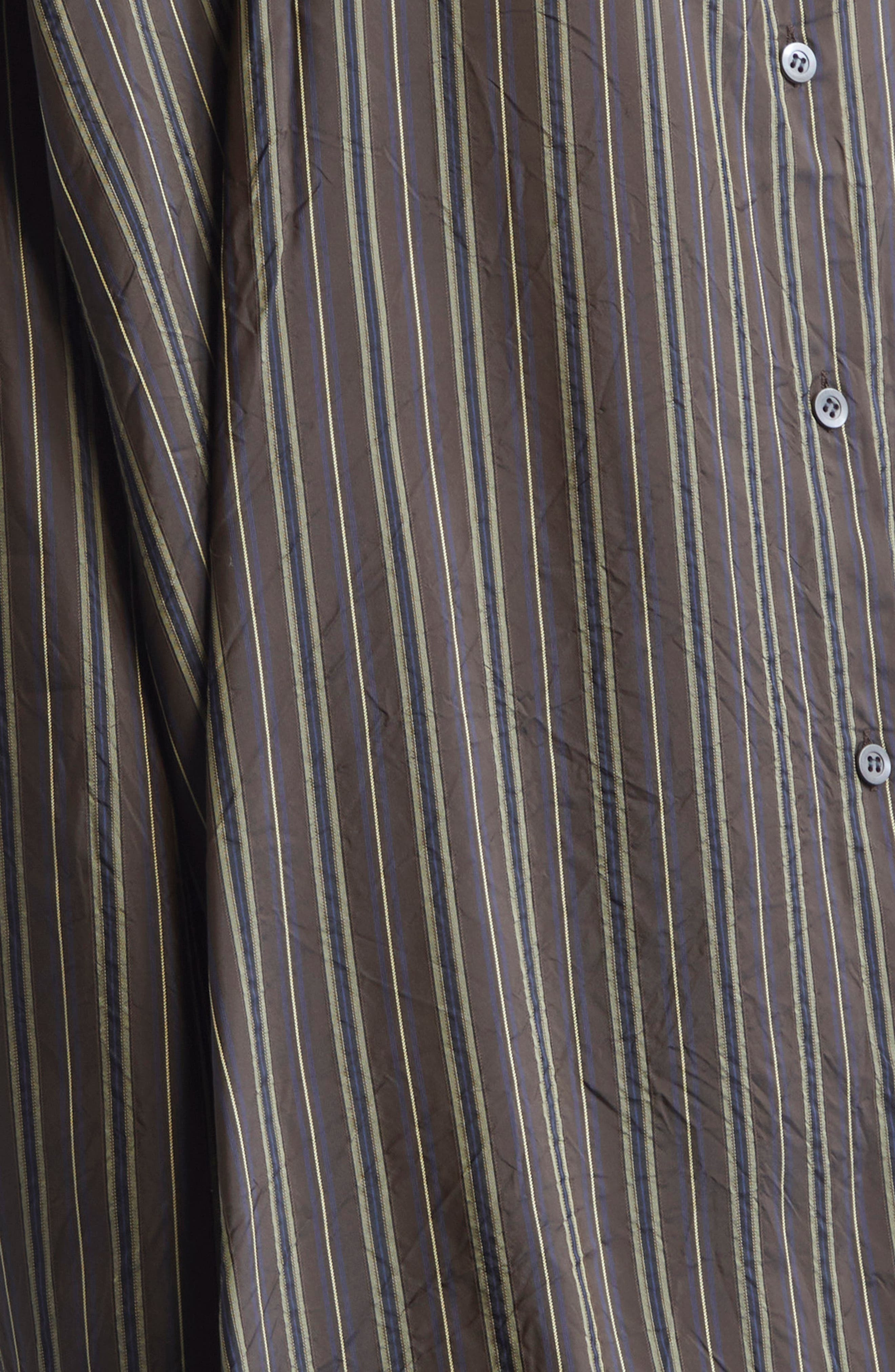 Dries Van Noten Casia Stripe Oversize Cupro Cocoon Shirt in Brown at Nordstrom - 7