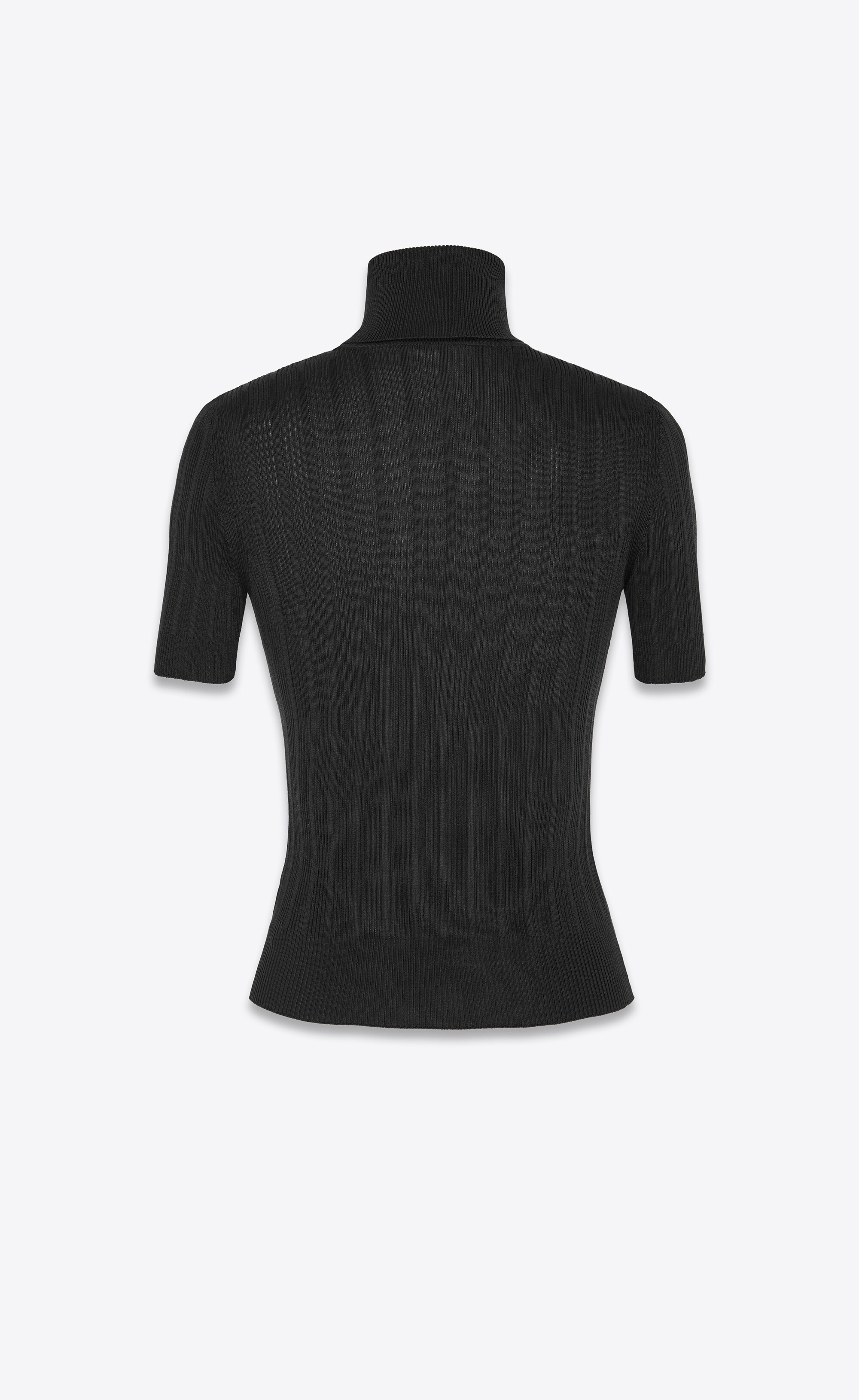 monogram top in ribbed silk - 2