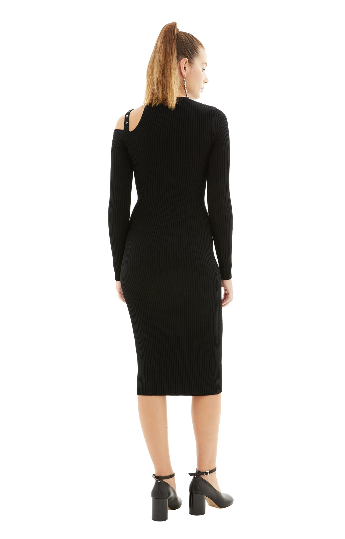 ONE SHOULDER DRESS (BLACK) - 3