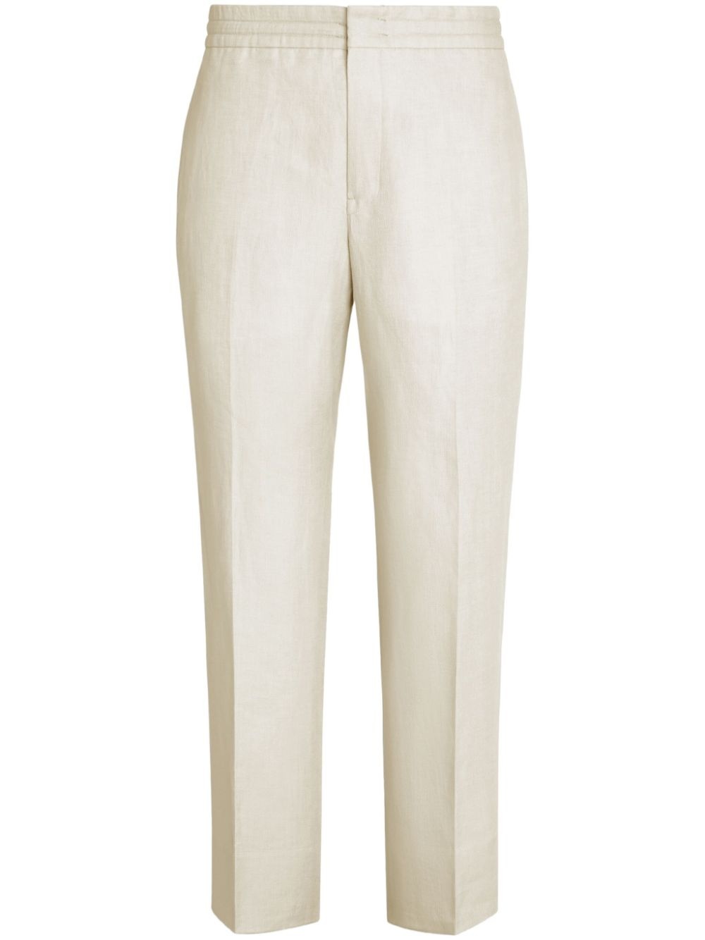 Oasi tapered-leg linen trousers - 1