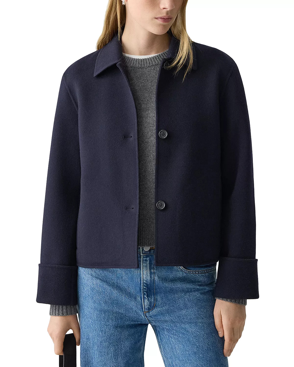 Wool & Cashmere Boxy Cuffed Jacket - 1