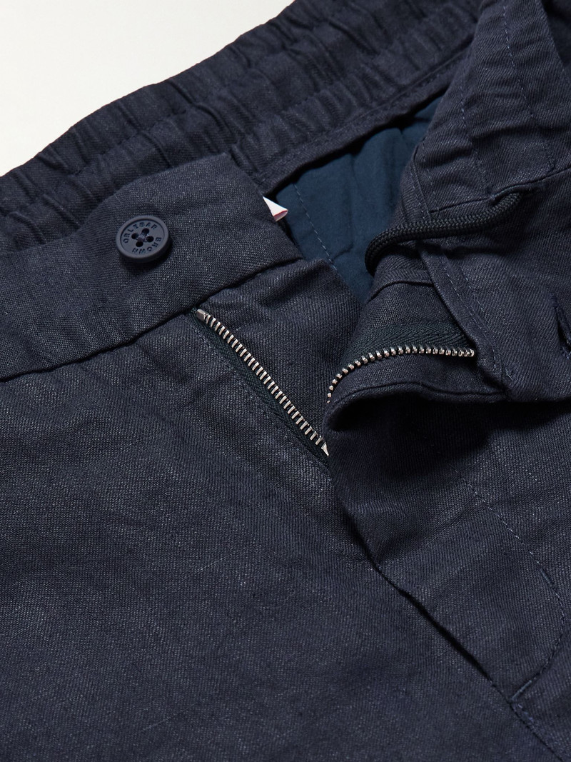 Cornell Slim-Fit Straight-Leg Washed Linen Trousers Navy 4