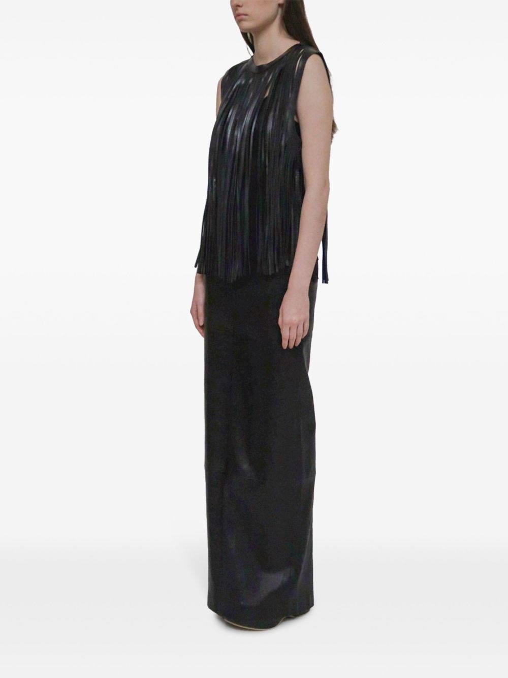 fringe leather top - 3
