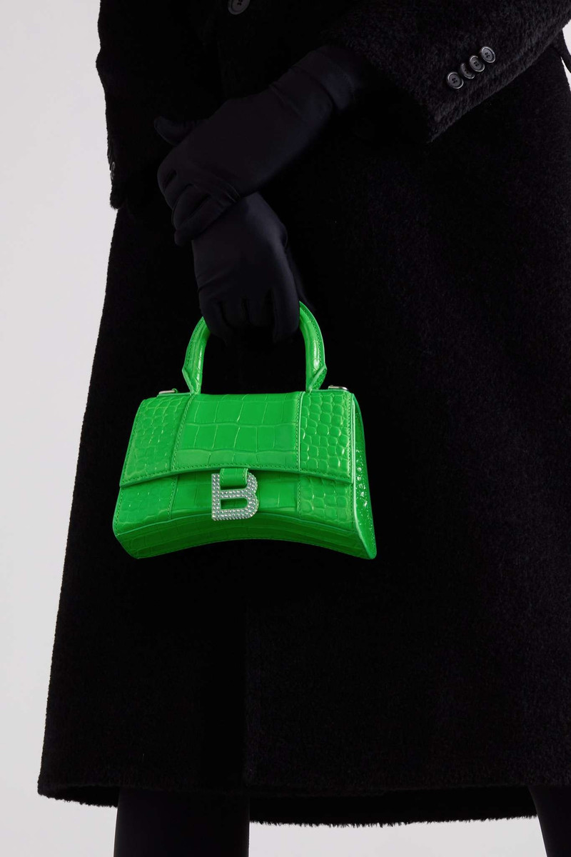 BALENCIAGA Hourglass XS croc-effect patent-leather tote outlook