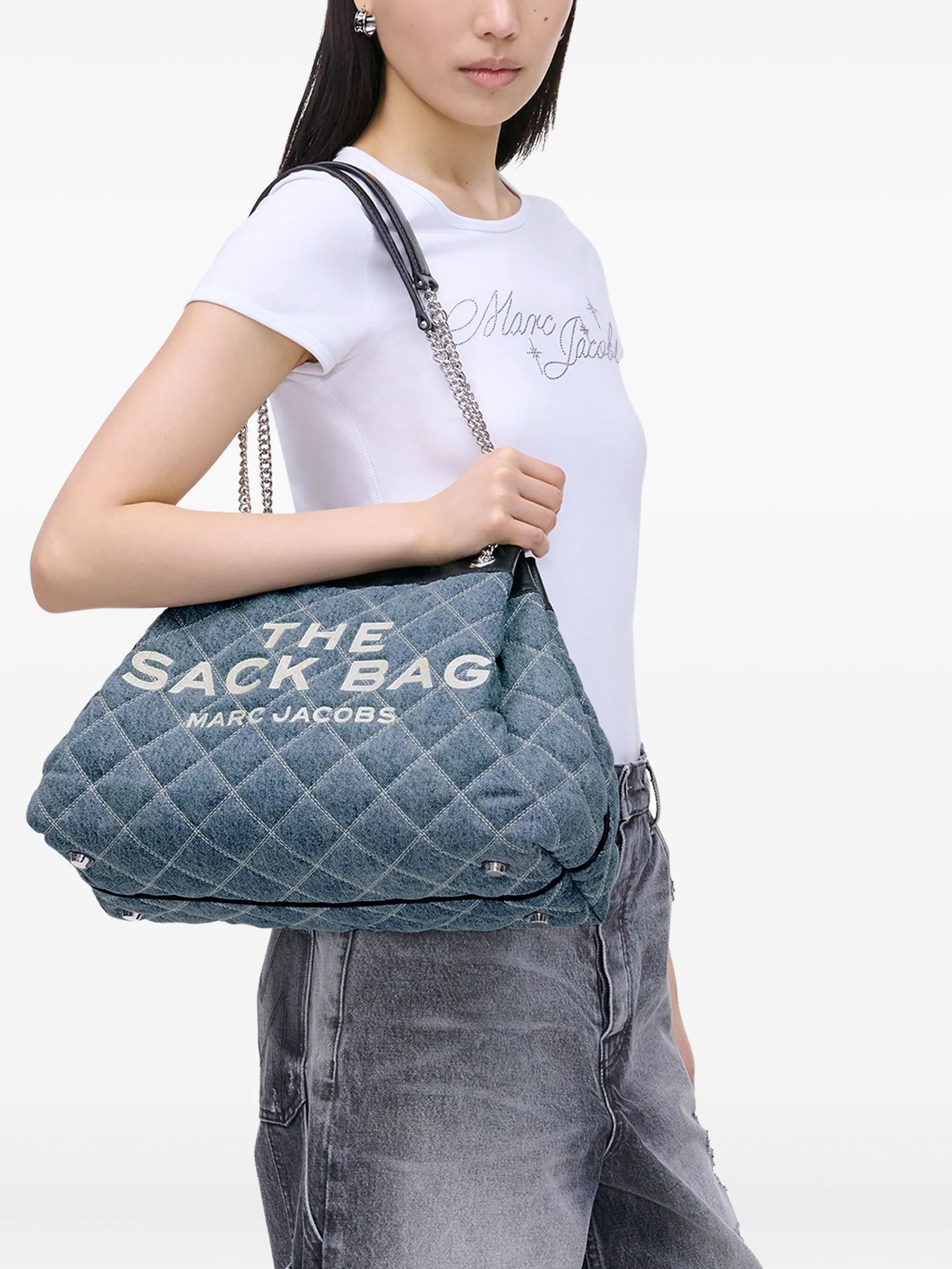 Marc Jacobs The Quilted Denim Large Chain Sack Bag - 2
