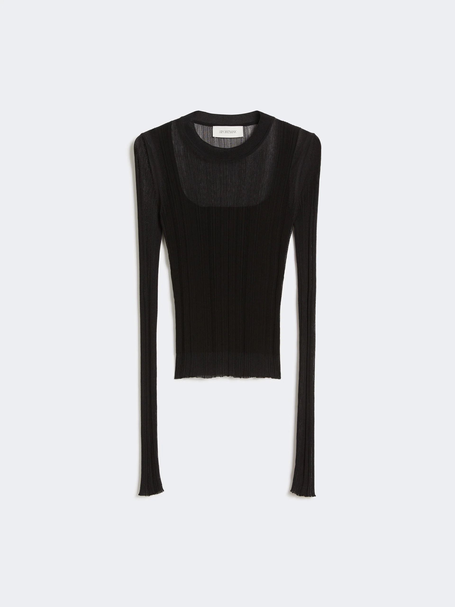 Trompe l'oeil viscose jumper - BLACK - 1
