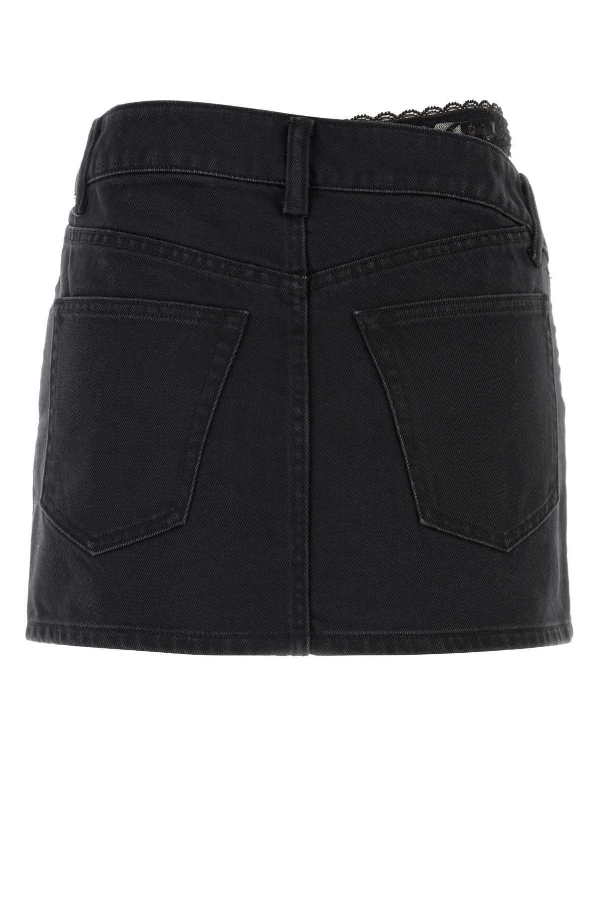 Alexander Wang Women Black Denim Mini Skirt - 2