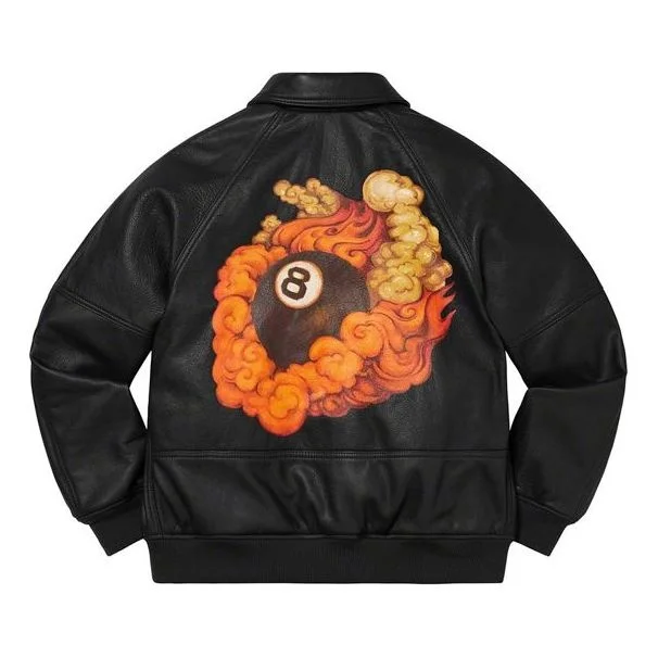 Supreme FW19 Week 1 x Martin Wong x Supreme Schott 8-Ball Leather Varsity Jacket SUP-FW19-219 - 1