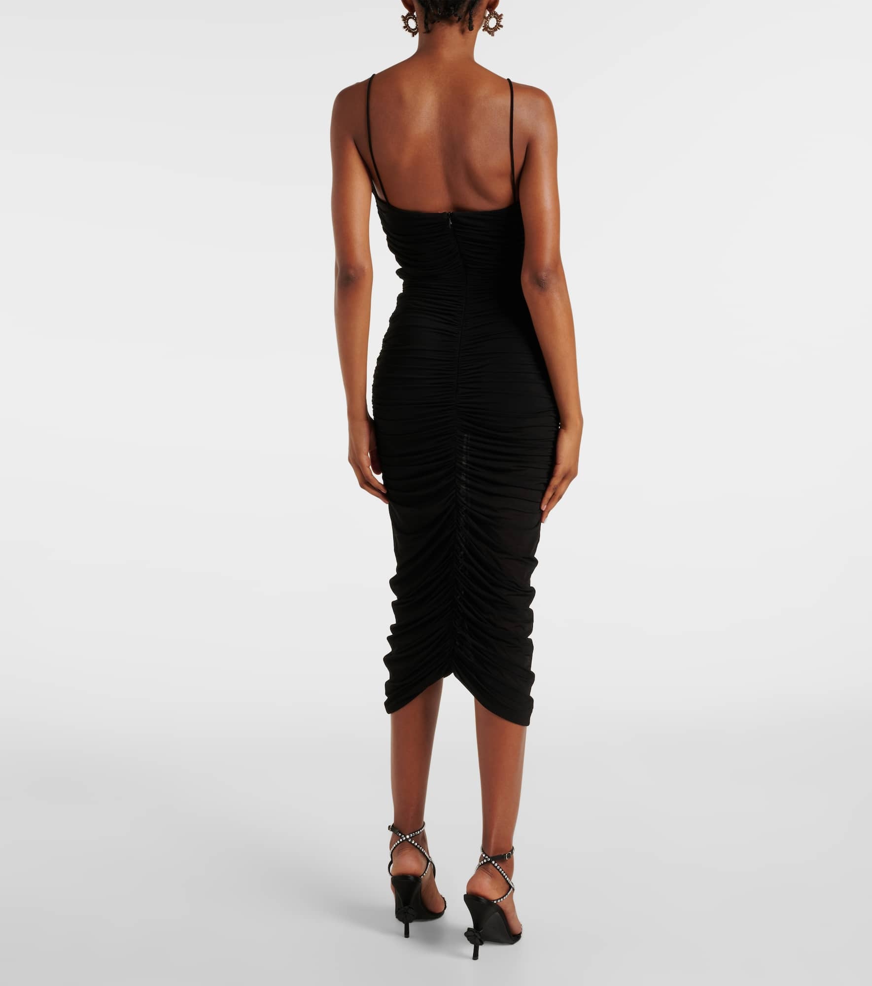Ruffled ruched jersey midi dress - 3