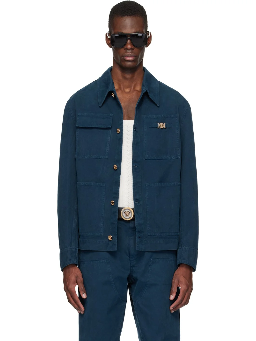 Navy Overdyed Canvas Carpenter Jacket - 1