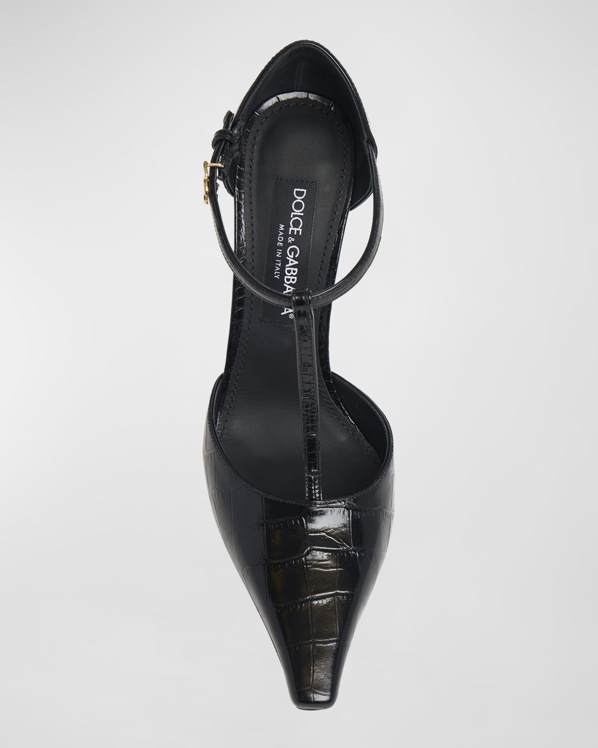 Croco T-Strap Stiletto Pumps - 5