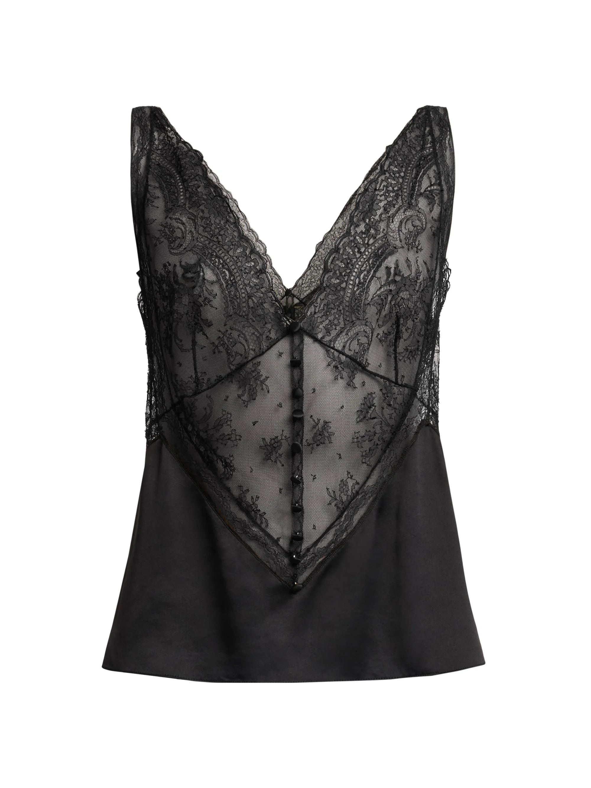 Women's Lace V-Neck Tank - Nero - 1