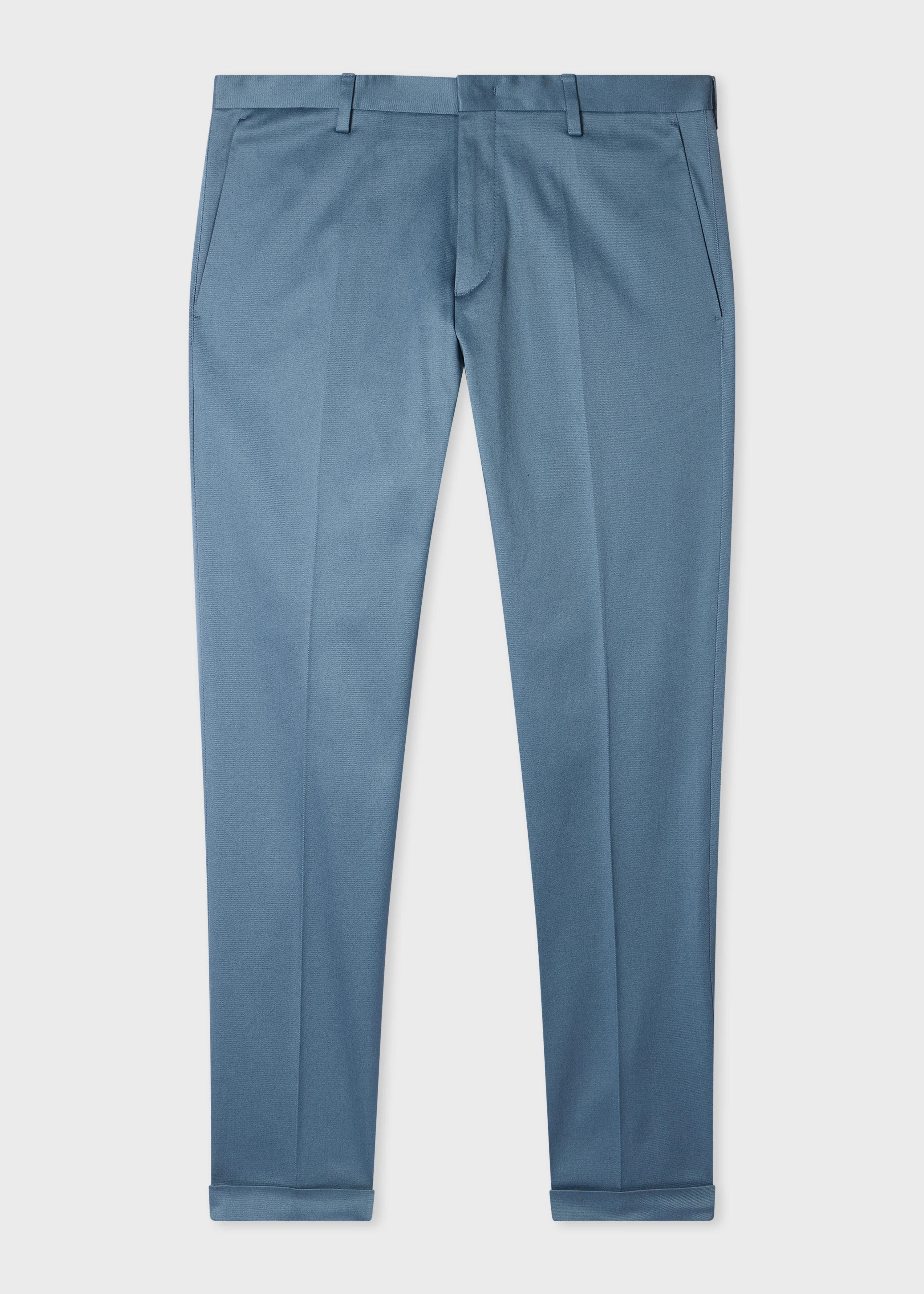 Slim-Fit Mid Blue Stretch-Cotton Chinos - 1