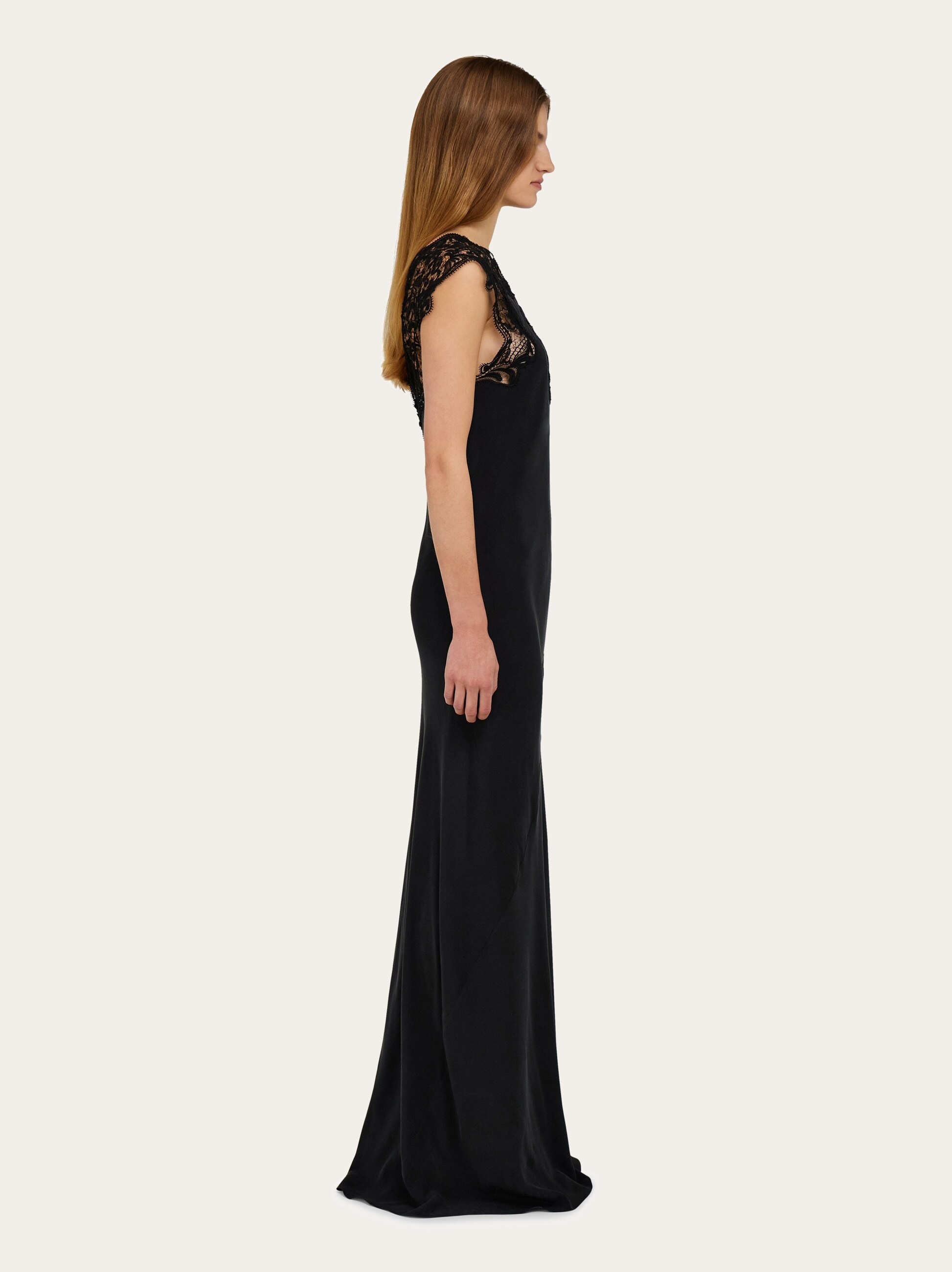 Silk dress with lace detail - 3