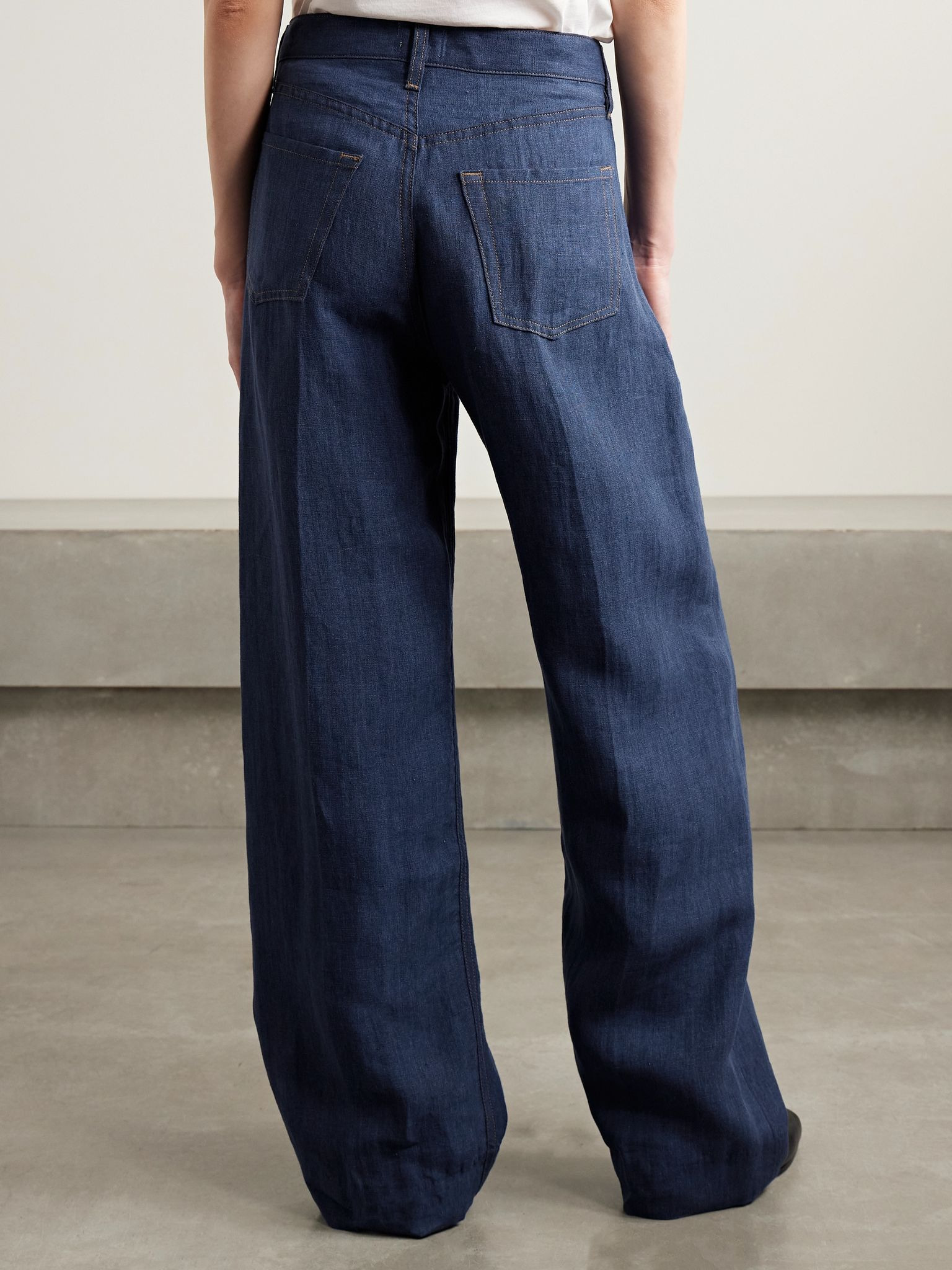 + Argent Ayla Baggy linen wide-leg pants Blue - 4