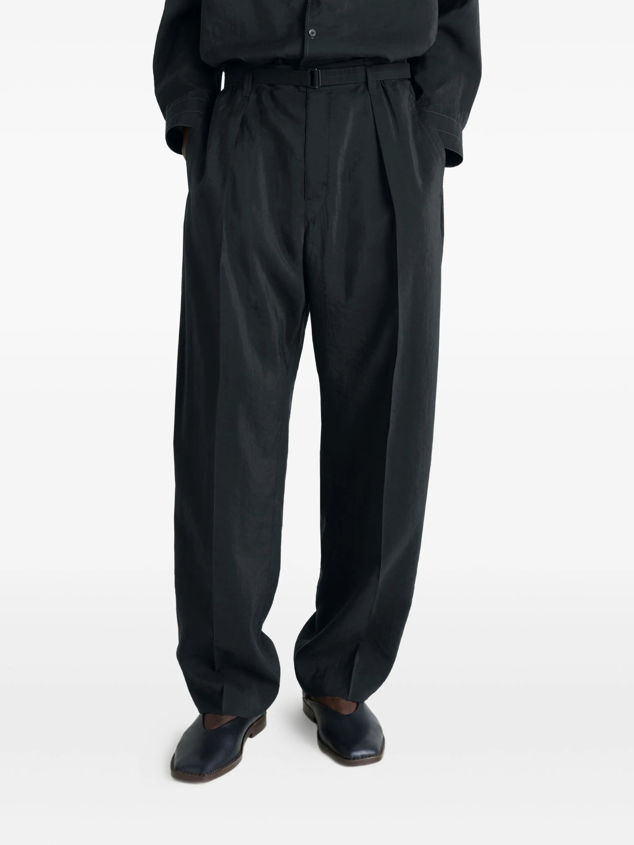 pleated belted trousers - 3