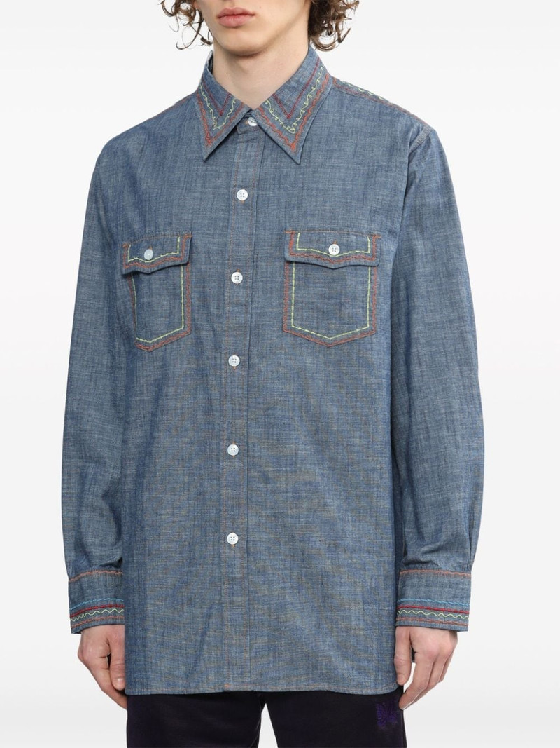 contrast-stitching denim shirt 3