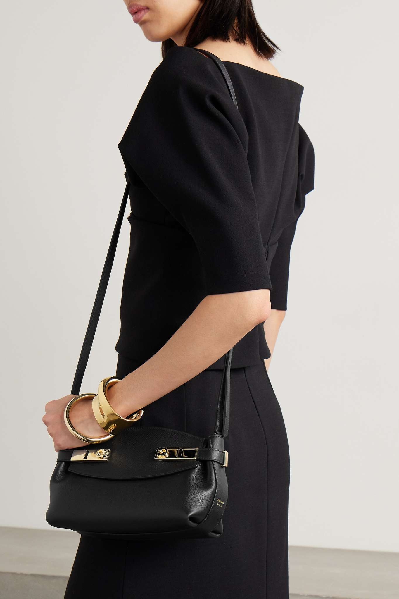 Hug small embellished textured-leather shoulder bag - 6