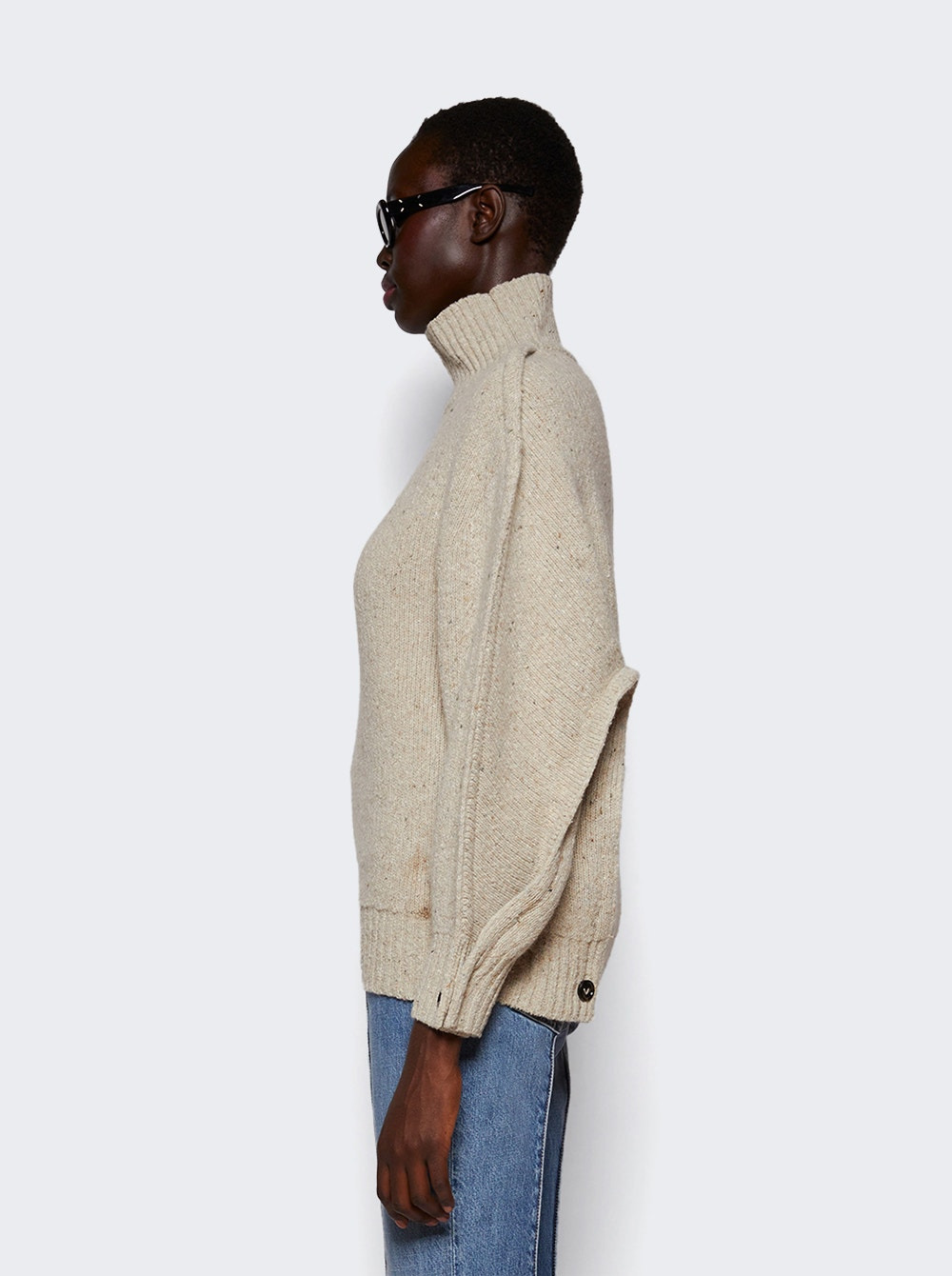 Textured Cocoon Sweater Bone Melange - 4