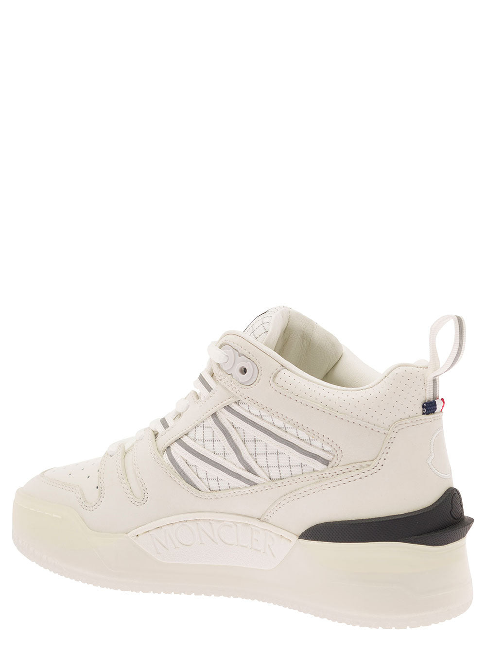 Moncler Women 'Pivot' White High-Top Sneakers With Reflective Straps In Leather Woman - 3
