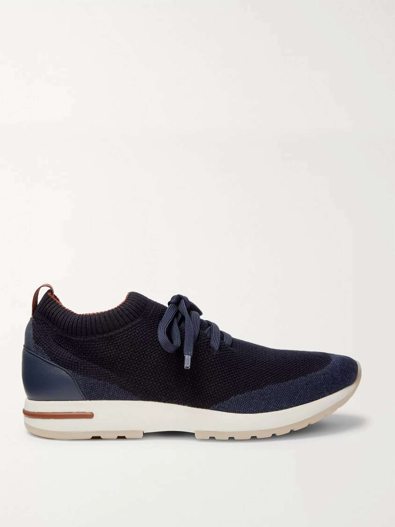 360 Flexy Walk Leather-Trimmed Knitted Wish Wool Sneakers - 1