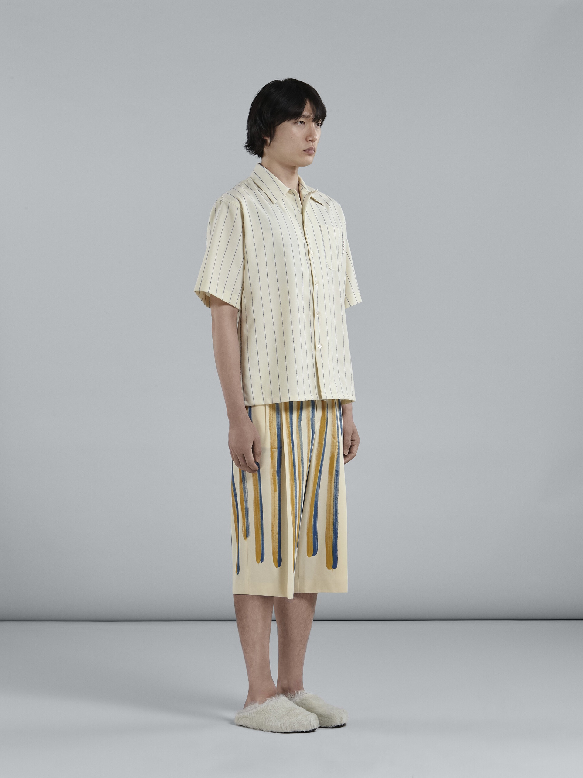 WATERCOLOUR STRIPE GRAIN DE POUDRE CROPPED PANTS - 5
