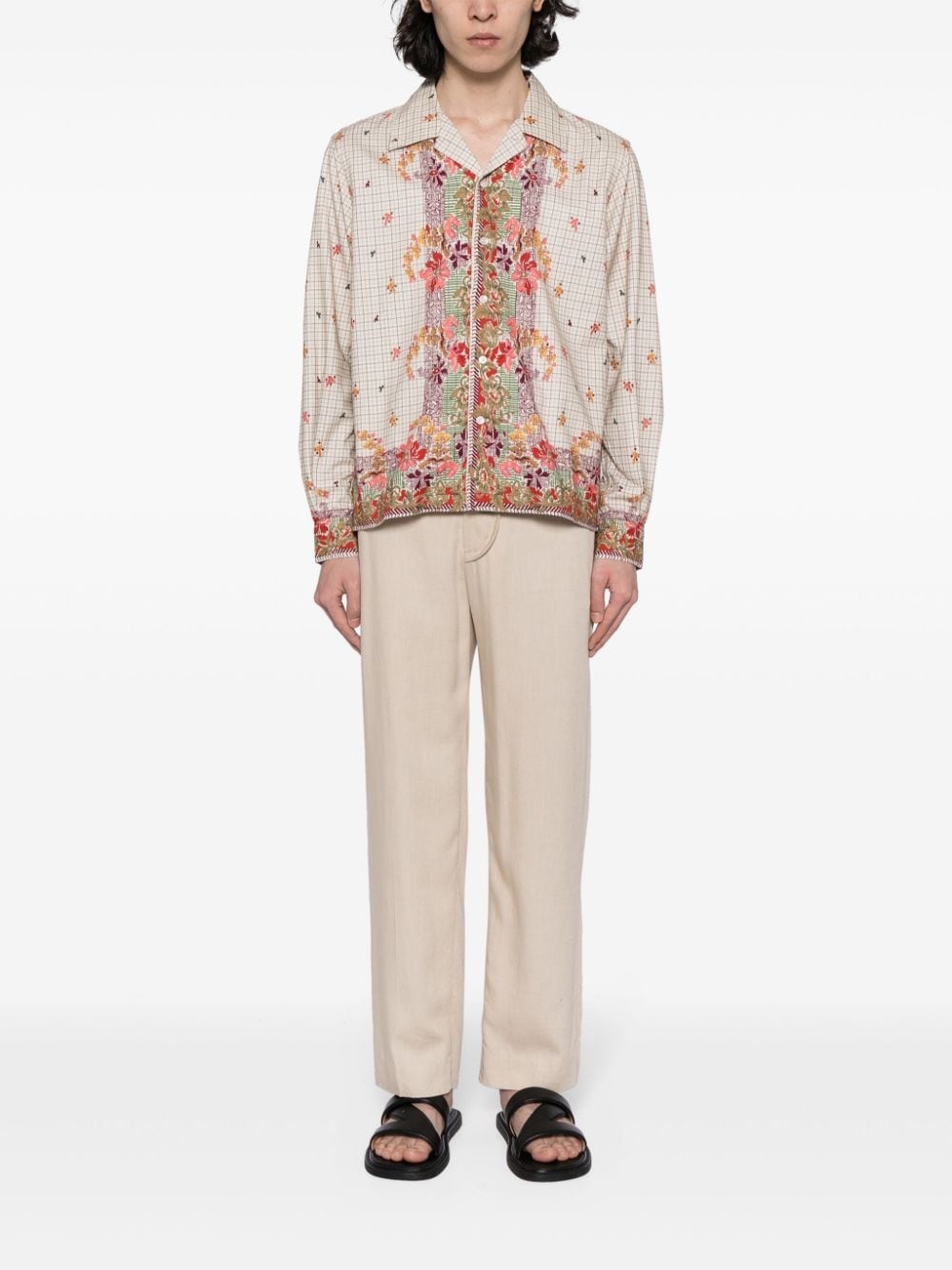 floral-print cotton shirt - 2