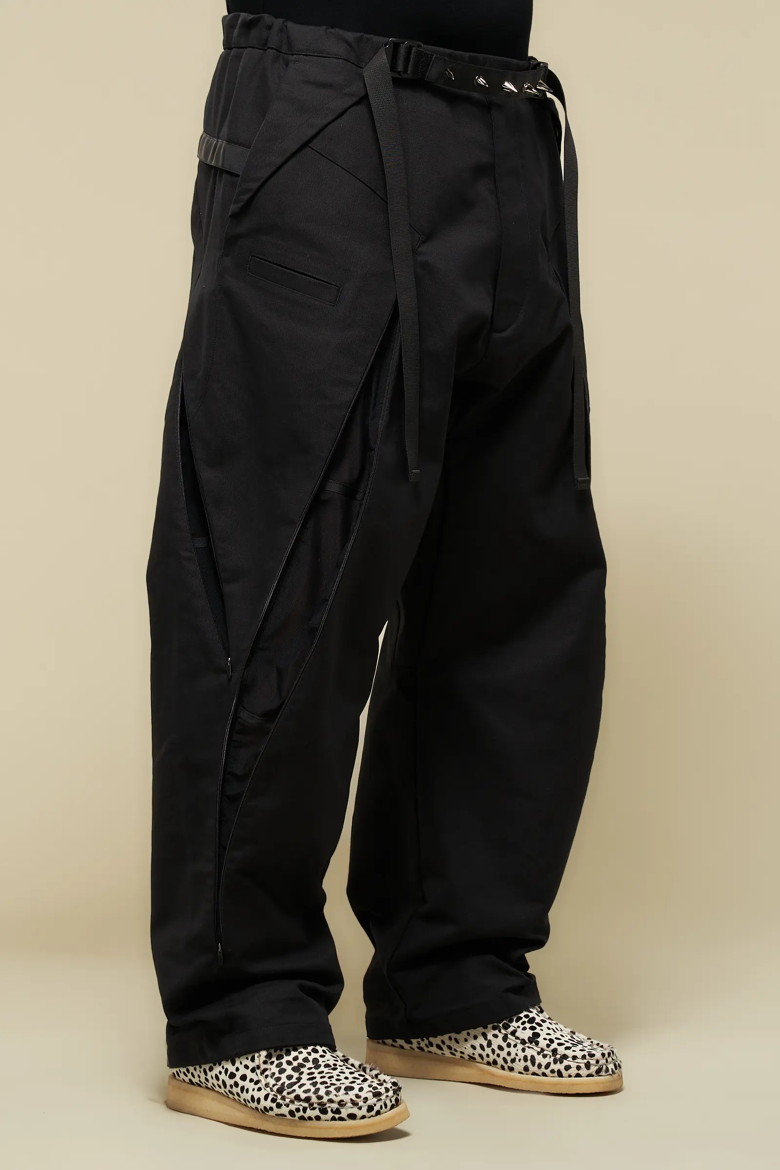 P55-KI Cotton Web Belt Vent Pants Black - 4
